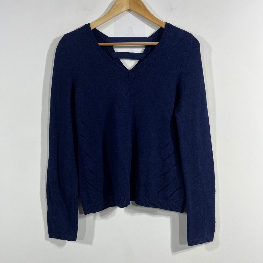 Moth Anthropologie Old Money Preppy Cashmere Blend Sweater Fisherman Women Large